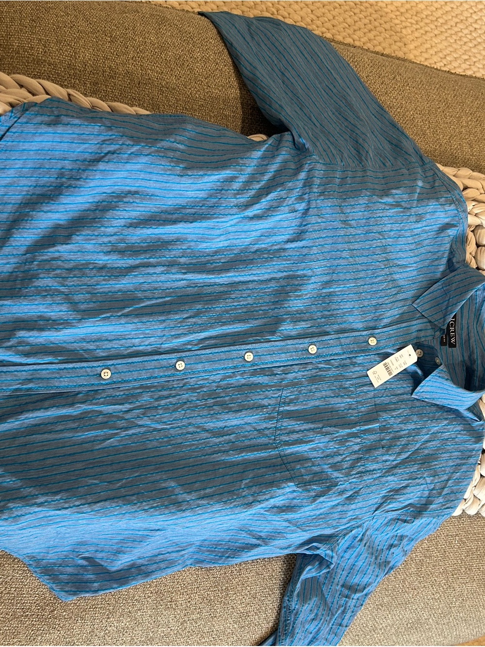 J. Crew Women’s Blue Striped Short-Sleeve Button-Down
